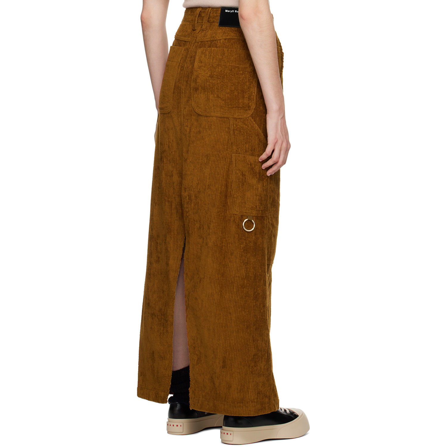  Meryll Rogge Brown Vented Midi Skirt 