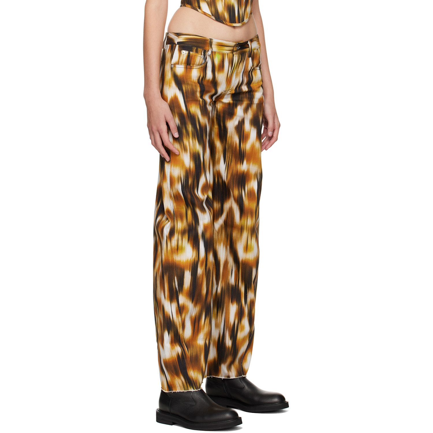  Priscavera Orange Printed Jeans 