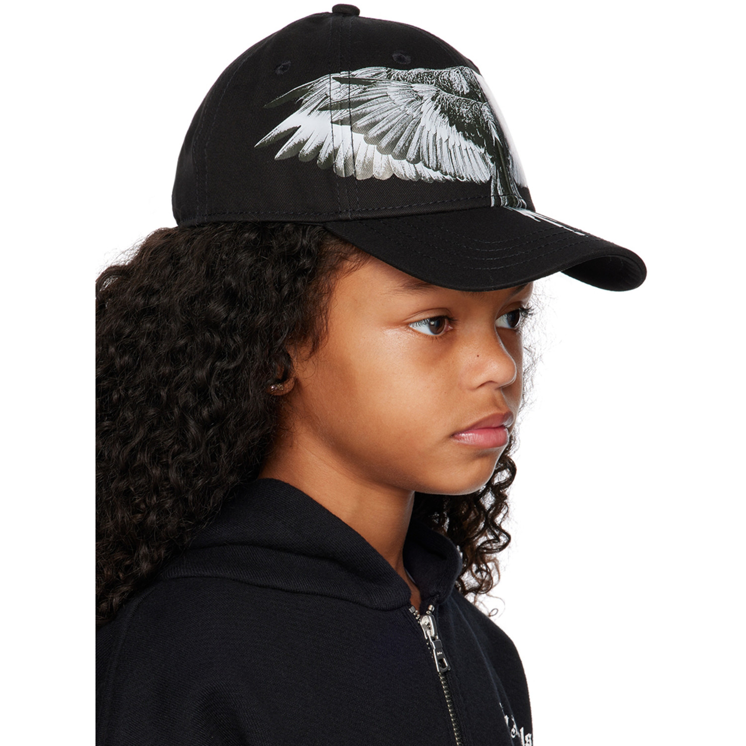  Marcelo Burlon County Of Milan Kids Black Wings Icon Baseball Cap 