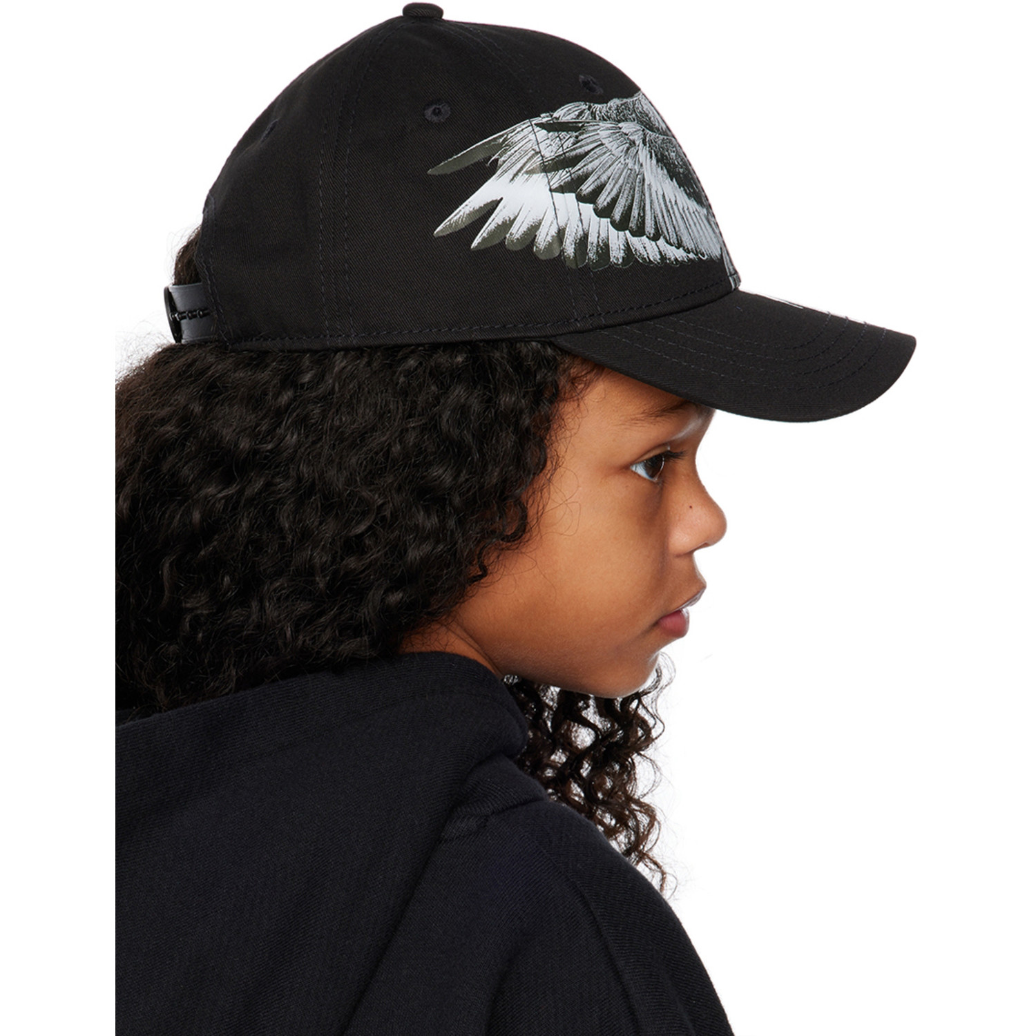  Marcelo Burlon County Of Milan Kids Black Wings Icon Baseball Cap 