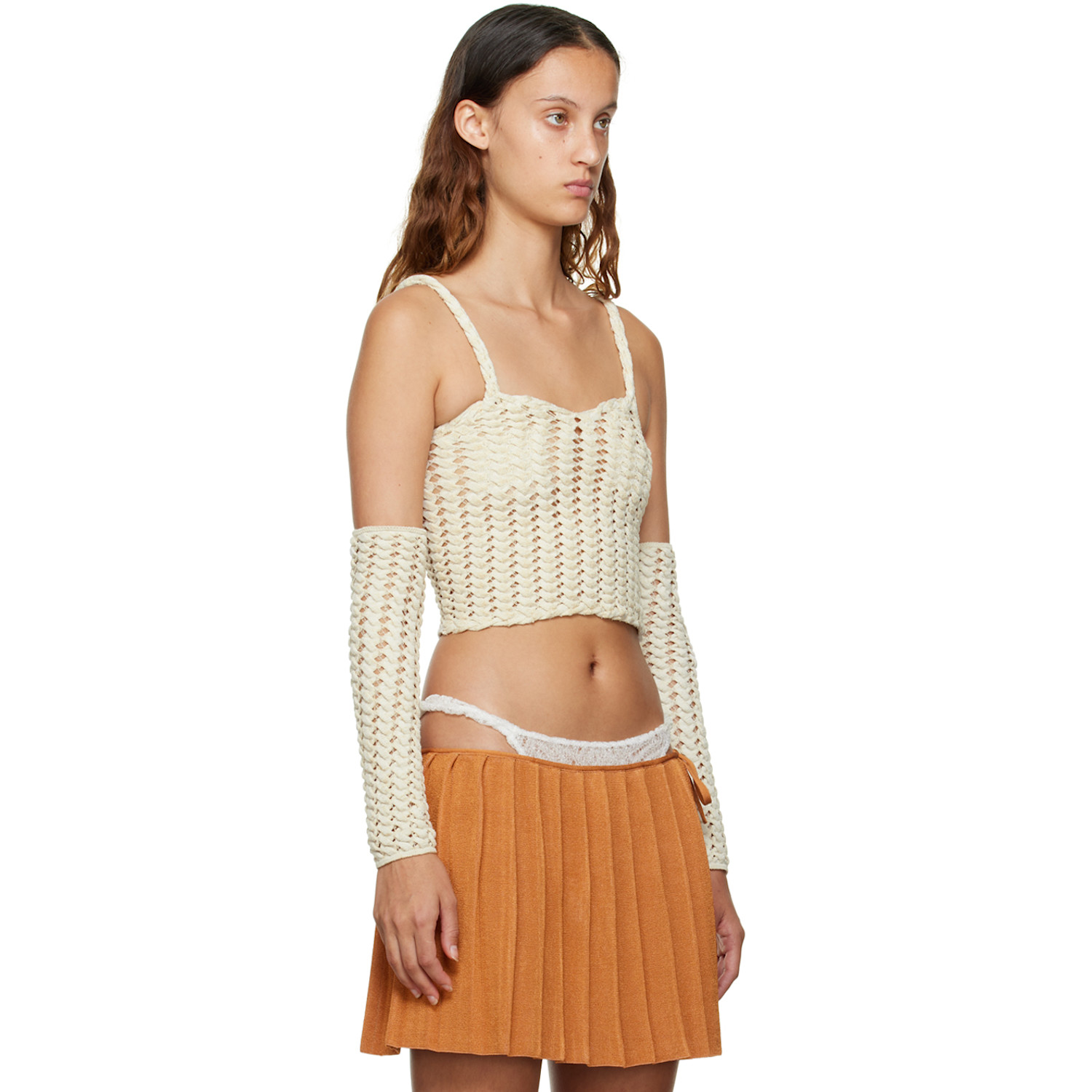  Isa Boulder Beige Cutout Tank Top 