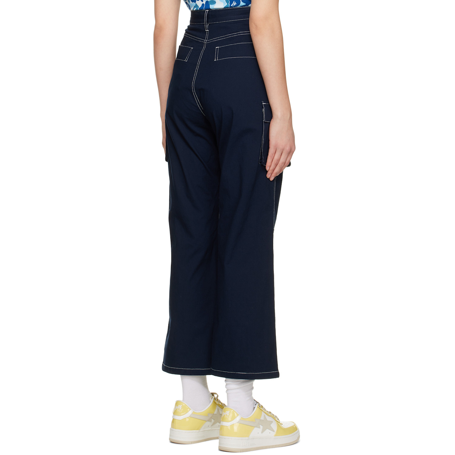  Bape Navy Color Stitching Cargo Pants 