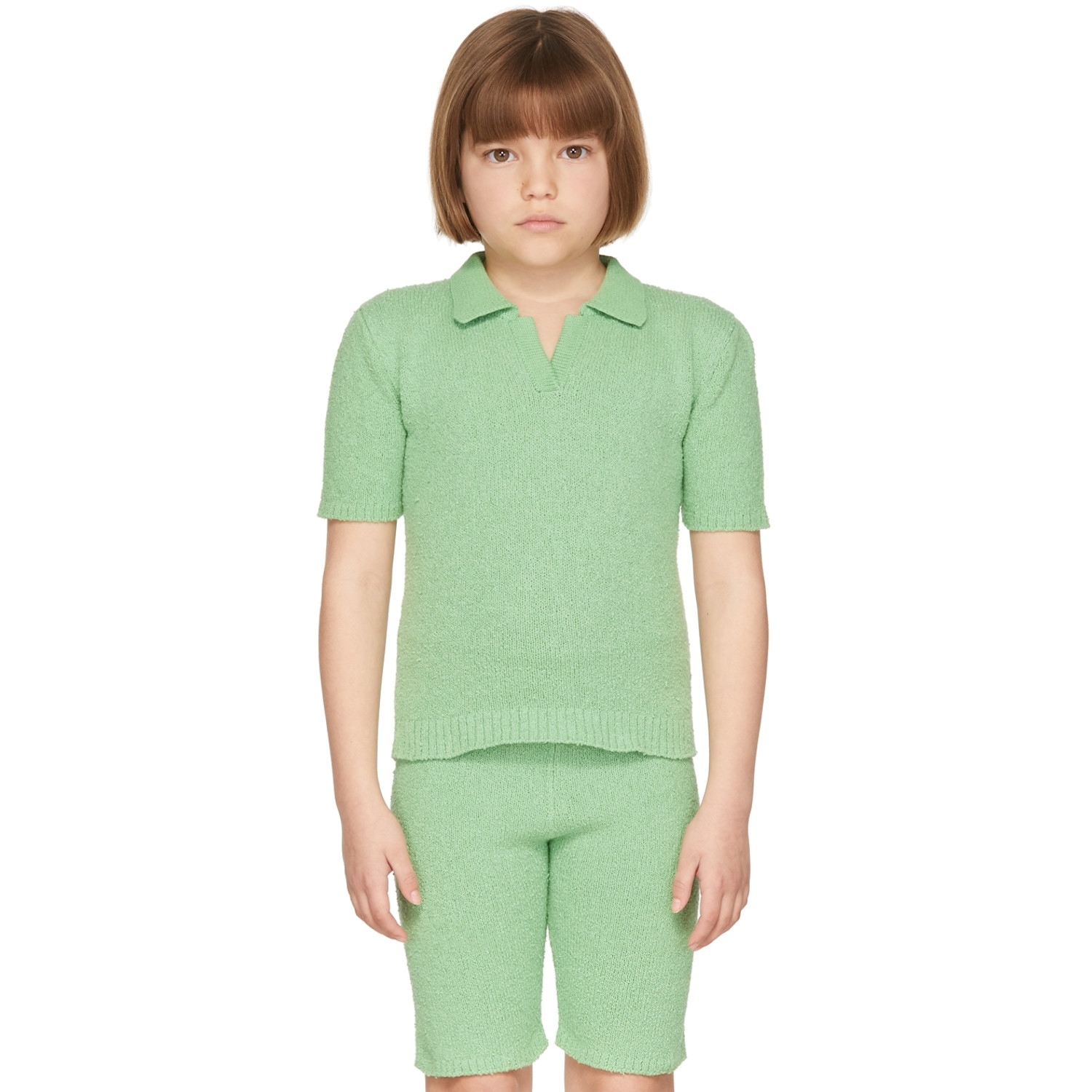  Misha & Puff Kids Green Bouclé Polo 
