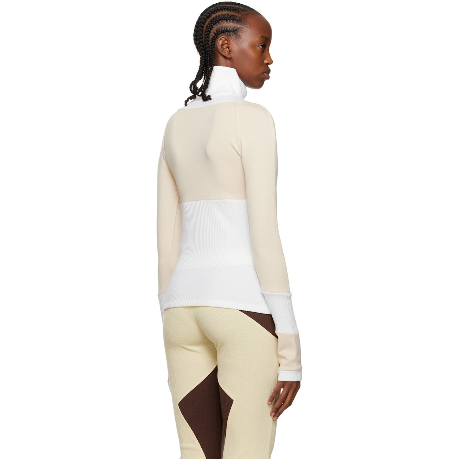  Kijun White & Beige Half-zip Sweater 