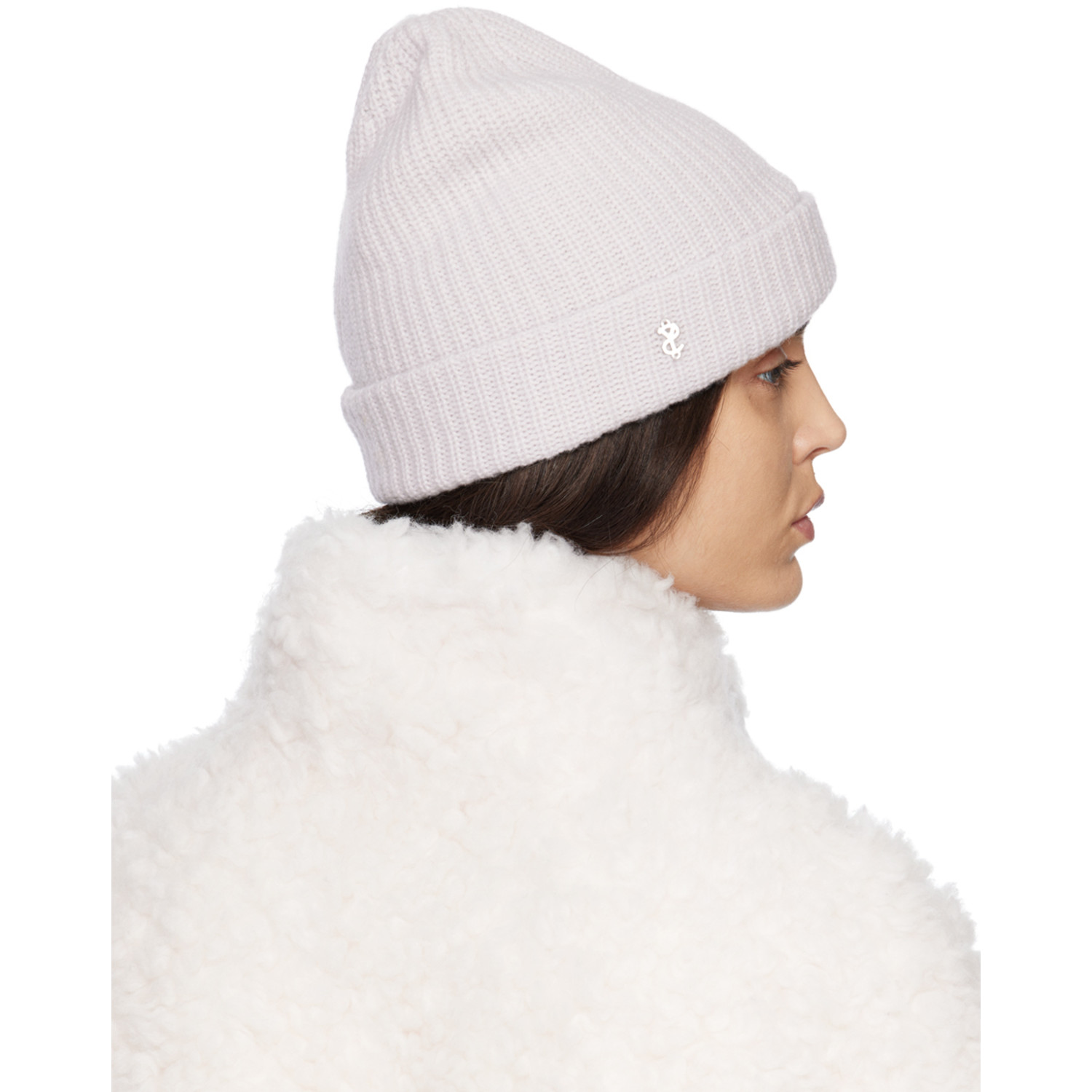  Yves Salomon Gray Logo Beanie 