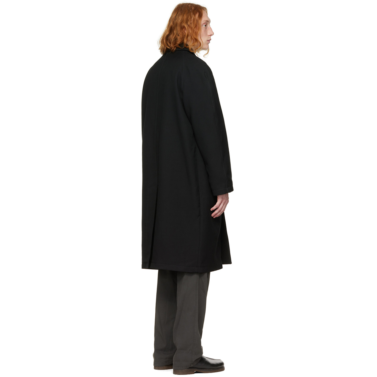  Lemaire Black Cotton & Wool Coat 