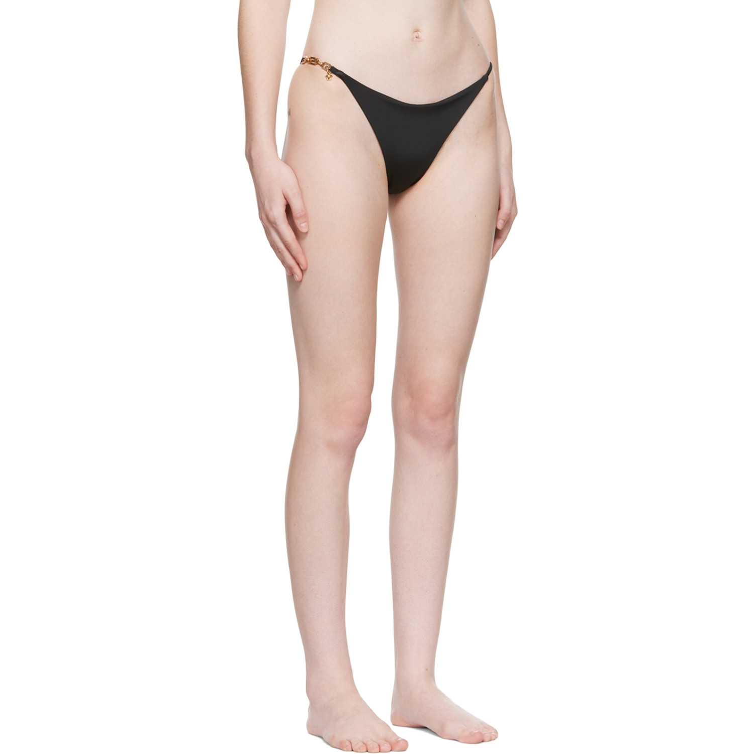  Versace Underwear Black Greca Chain Bikini Bottoms 