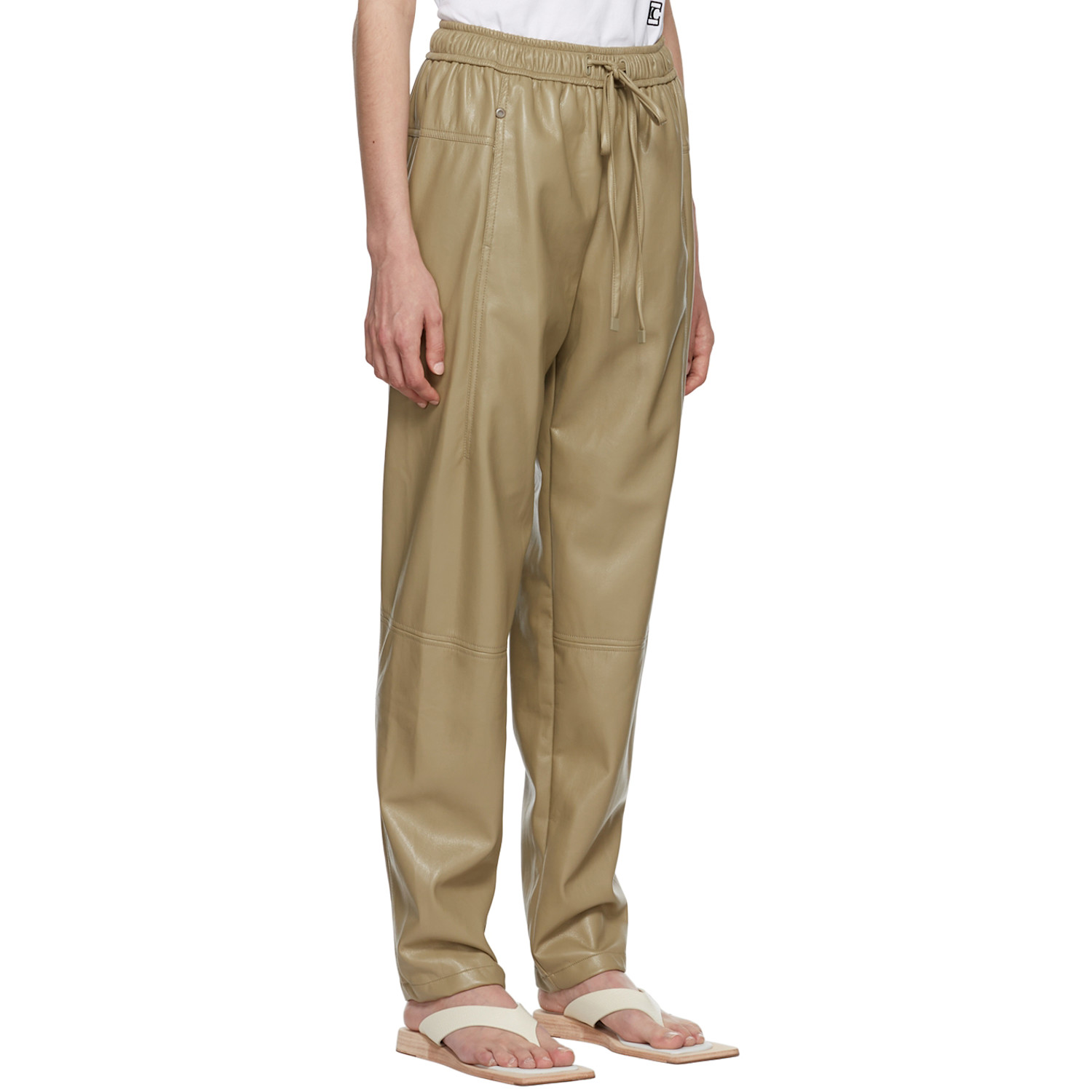  Low Classic Khaki Jogger Faux-leather Pants 