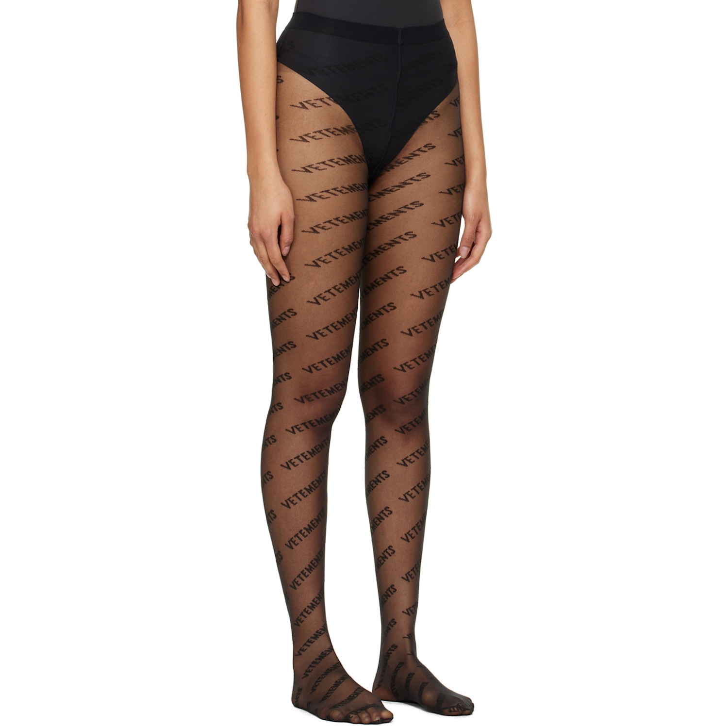  Vetements Black Wolford Edition Monogram Logo Tights 