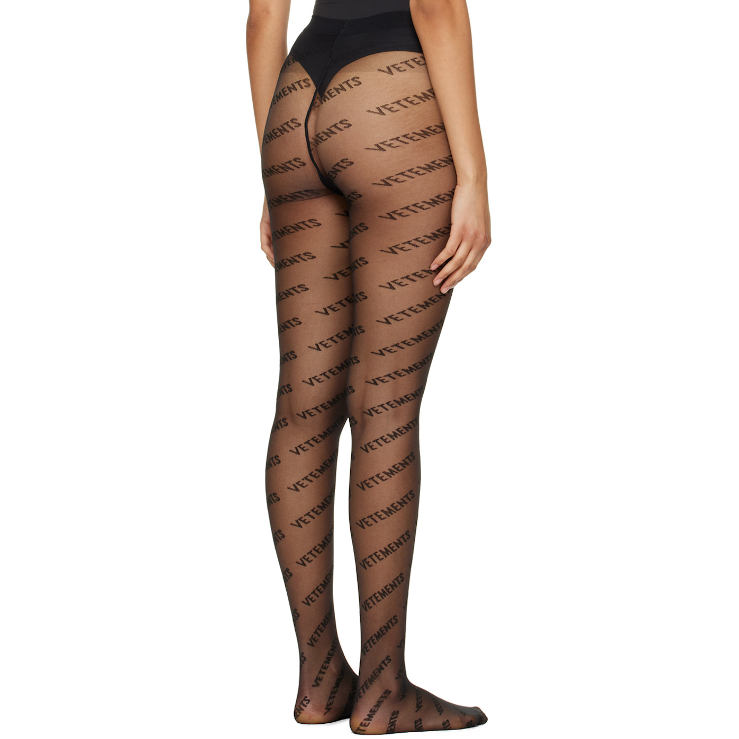  Vetements Black Wolford Edition Monogram Logo Tights 