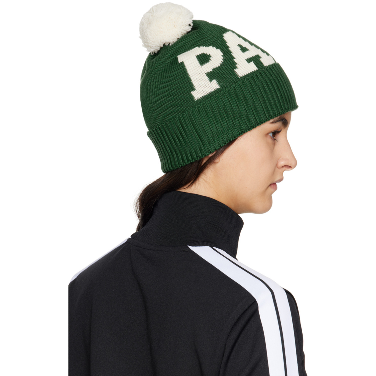  Palm Angels Green Pom Pom Beanie 