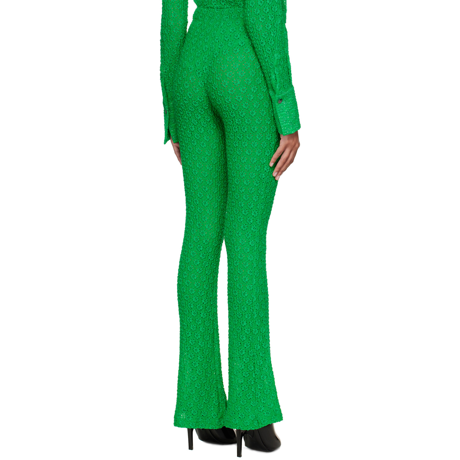  Song For The Mute Green Slim Flared Trousers 
