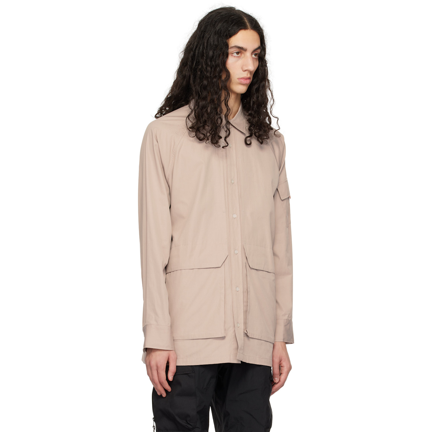  Meanswhile Tan Trinity Cloth Overlap Shirt 