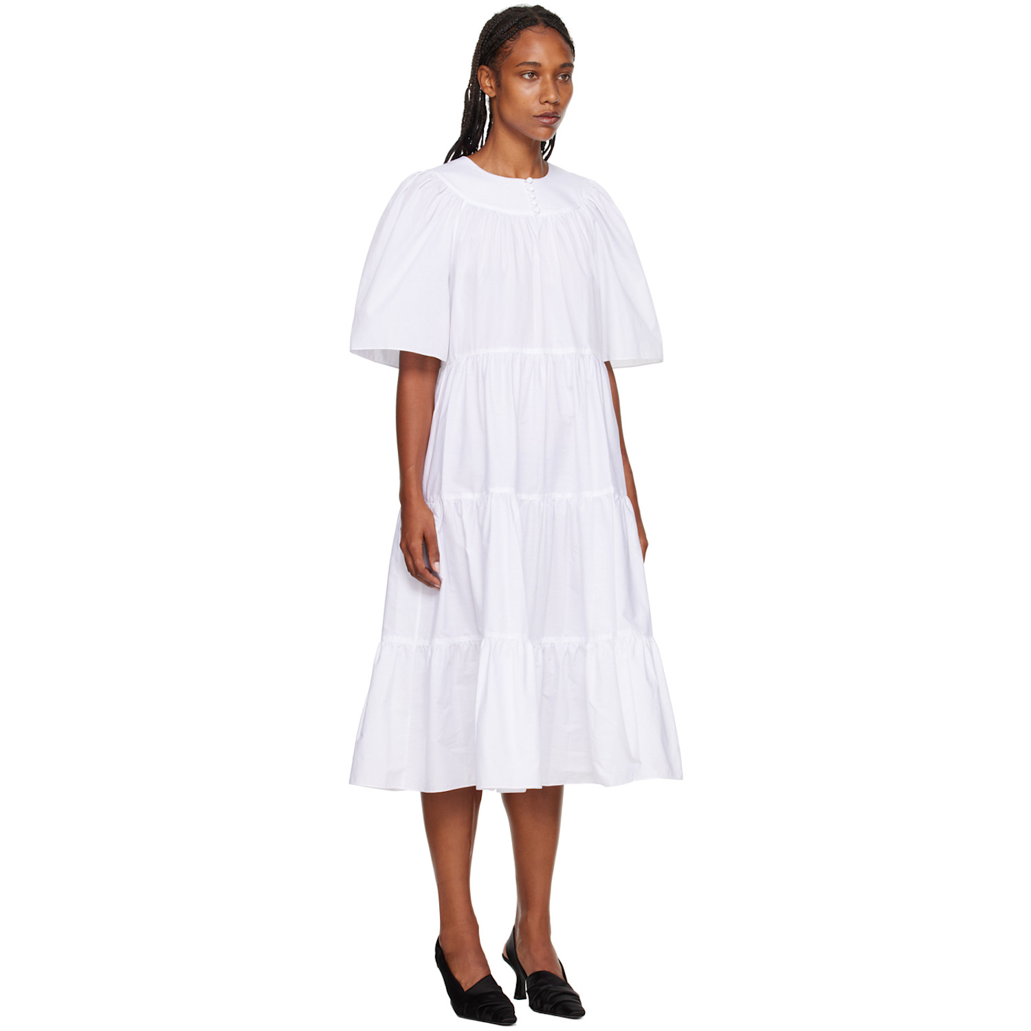  Rosetta Getty White Ruffle Maxi Dress 