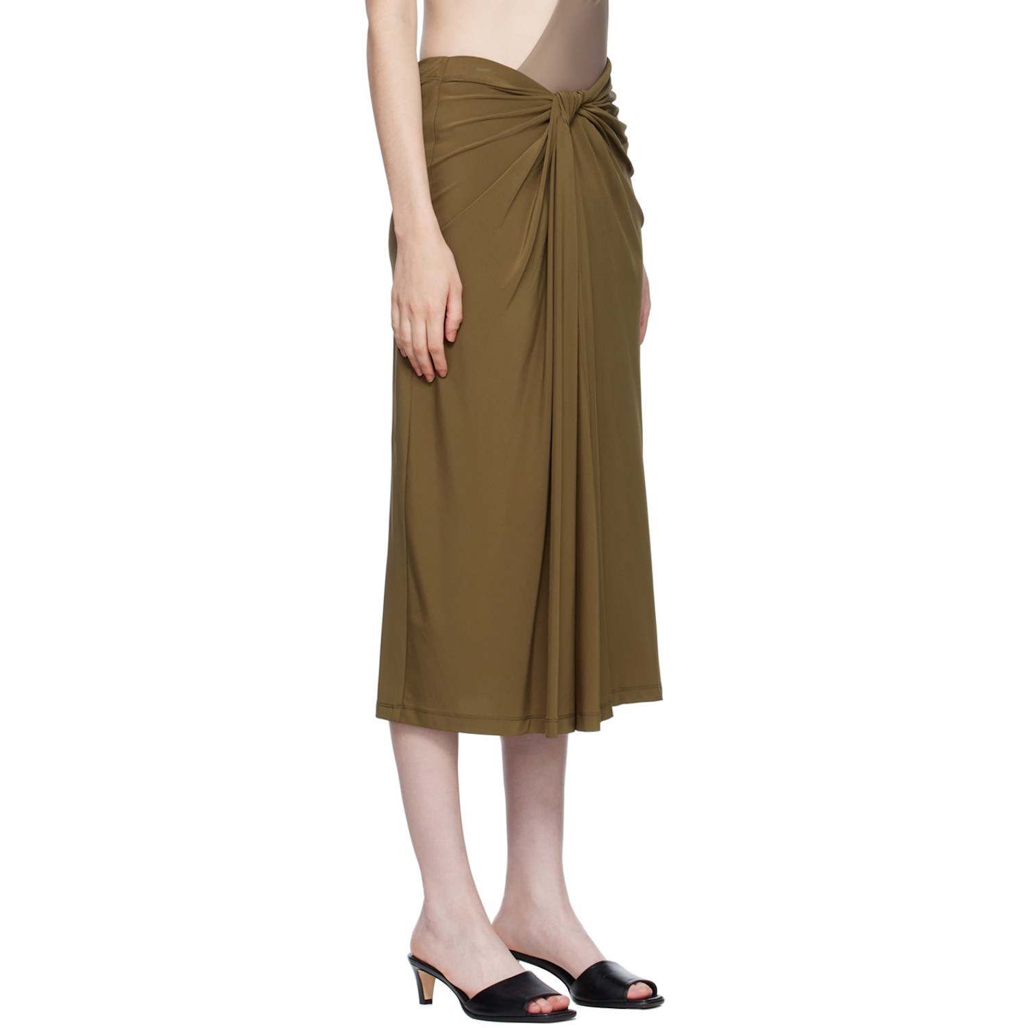  Rosetta Getty Ssense Exclusive Brown Knotted Midi Skirt 