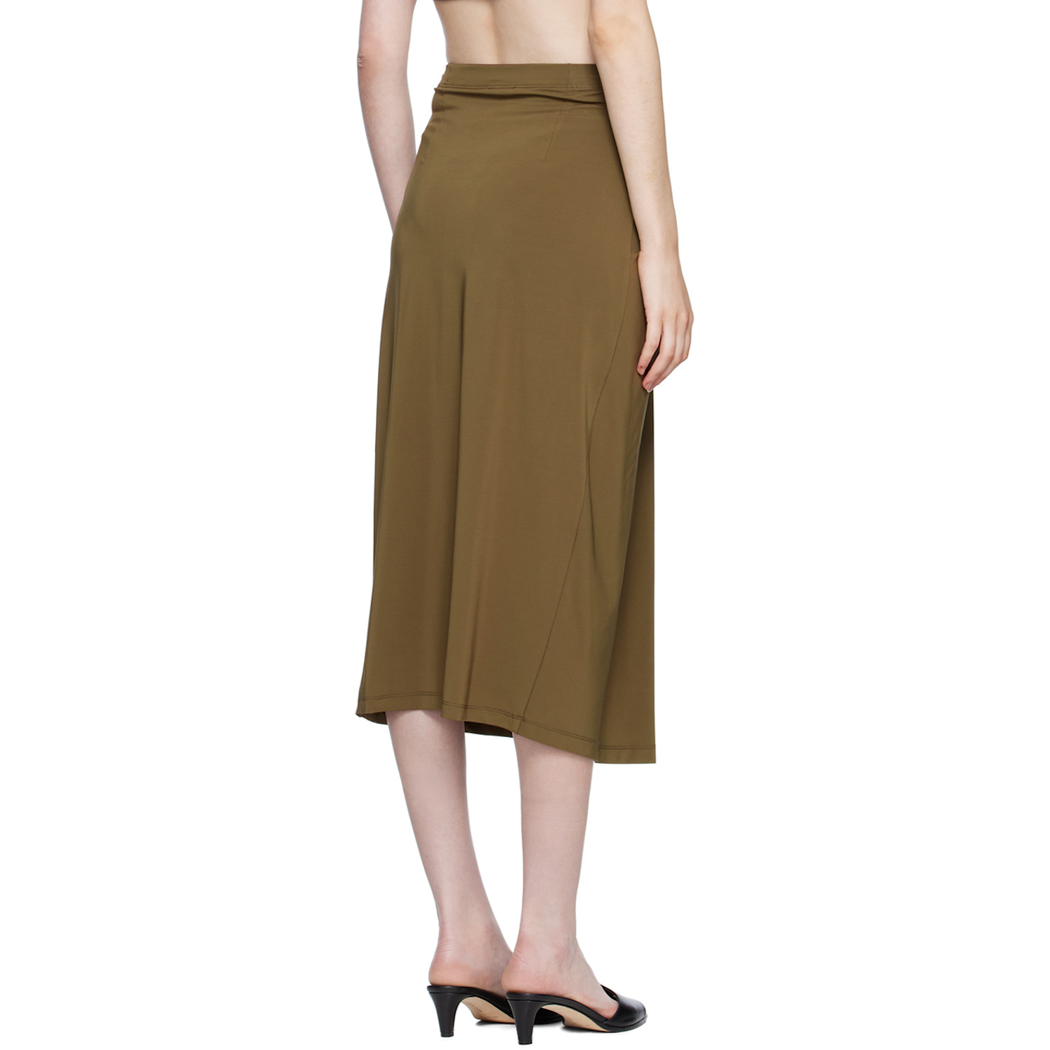  Rosetta Getty Ssense Exclusive Brown Knotted Midi Skirt 