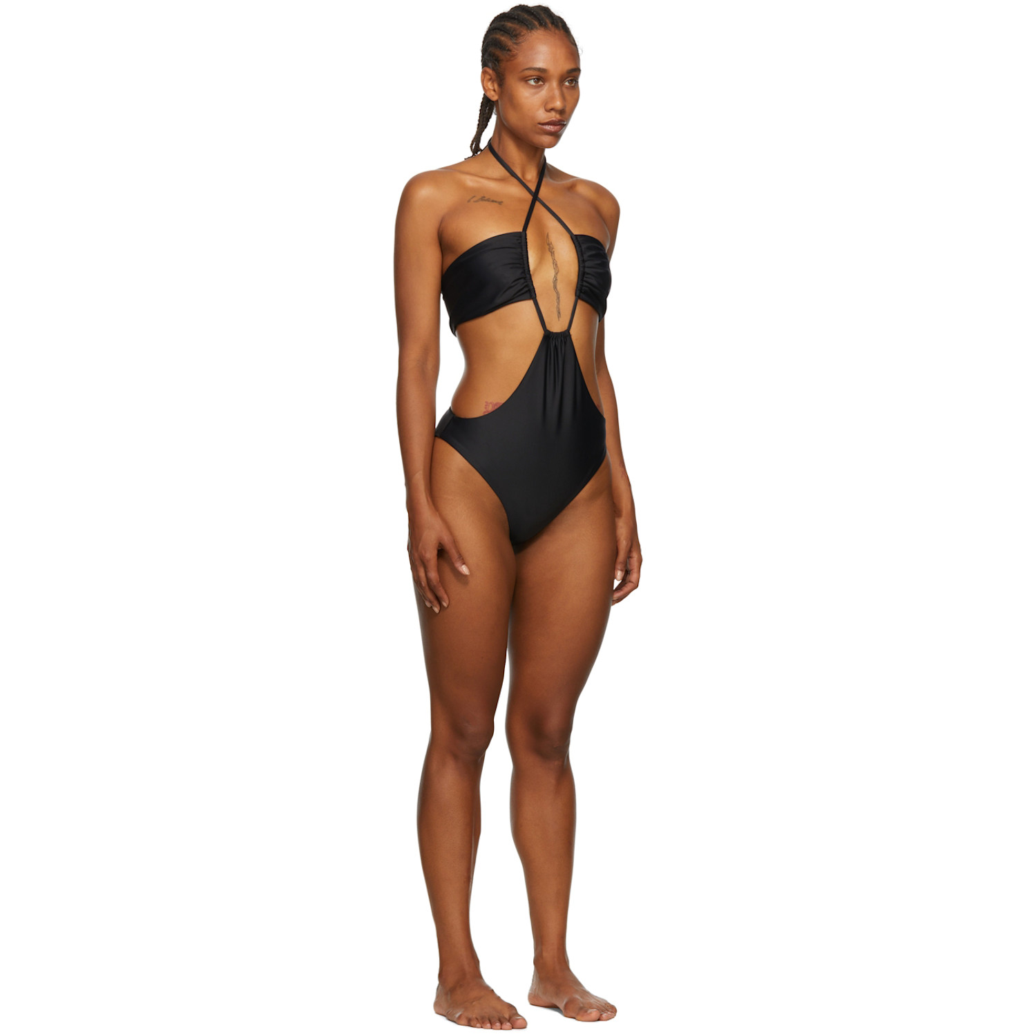  Rosetta Getty Black Recycled Polyester One-piece Swimsuit 