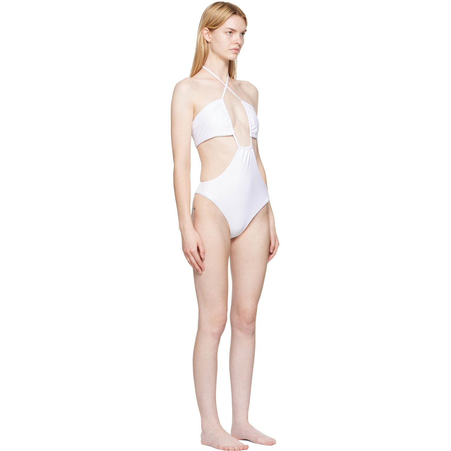  Rosetta Getty White Recycled Nylon One-piece Swimsuit 
