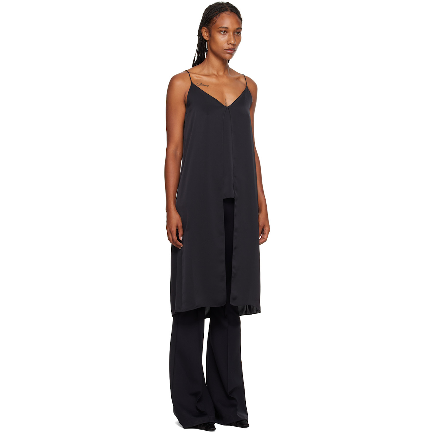  Rosetta Getty Black Slit Camisole 