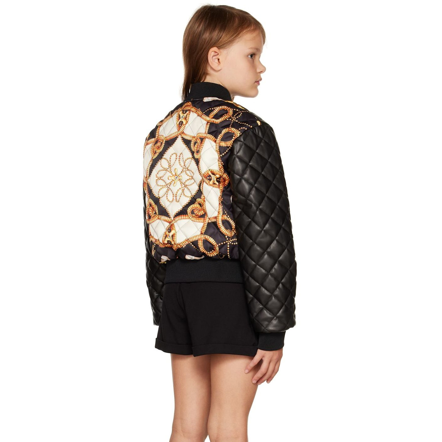  Moschino Kids Black Printed Faux-leather Jacket 