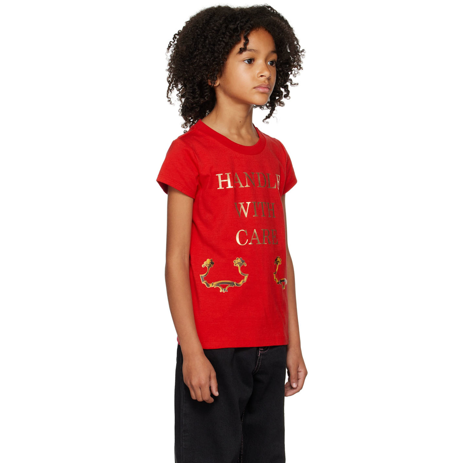  Moschino Kids Red 'handle With Care' T-shirt 