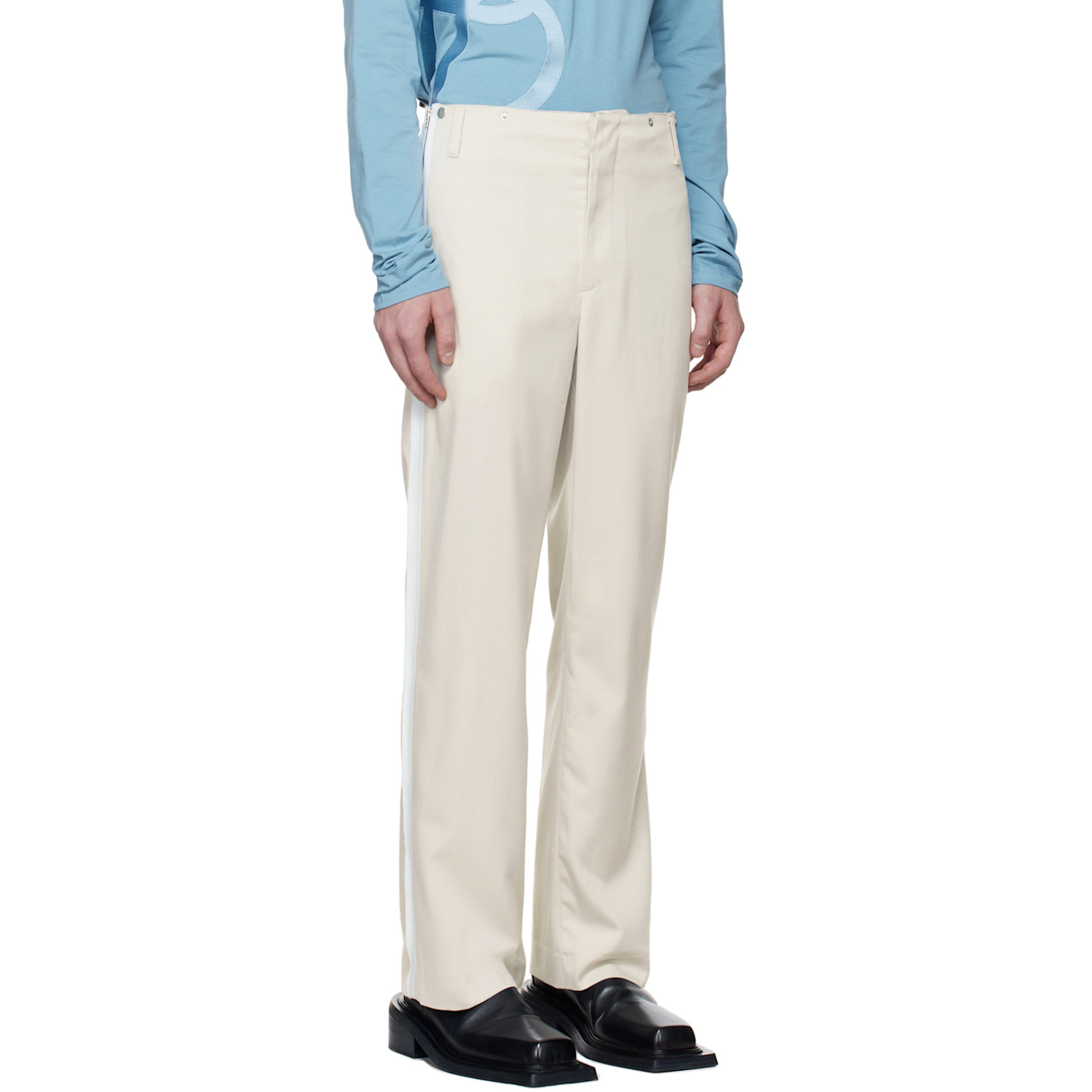  Open Yy Ssense Exclusive Beige Side Taped Pants 