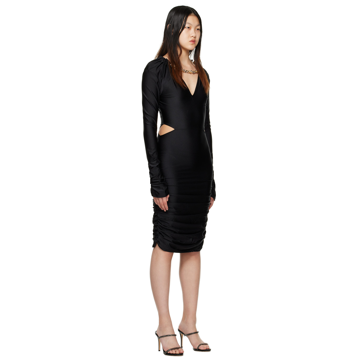  Lesugiatelier Black Shirring Dress 