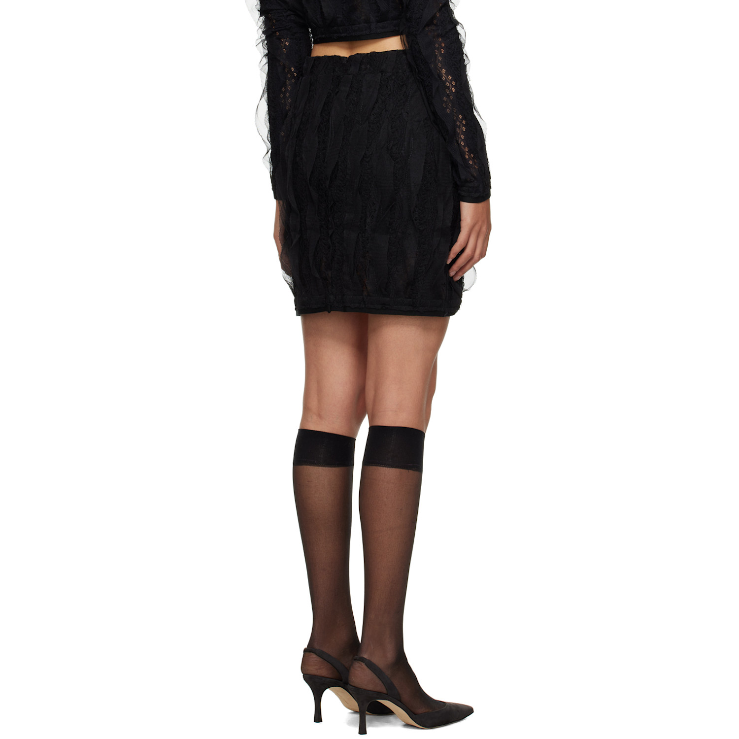  Lesugiatelier Black Ruffled Miniskirt 
