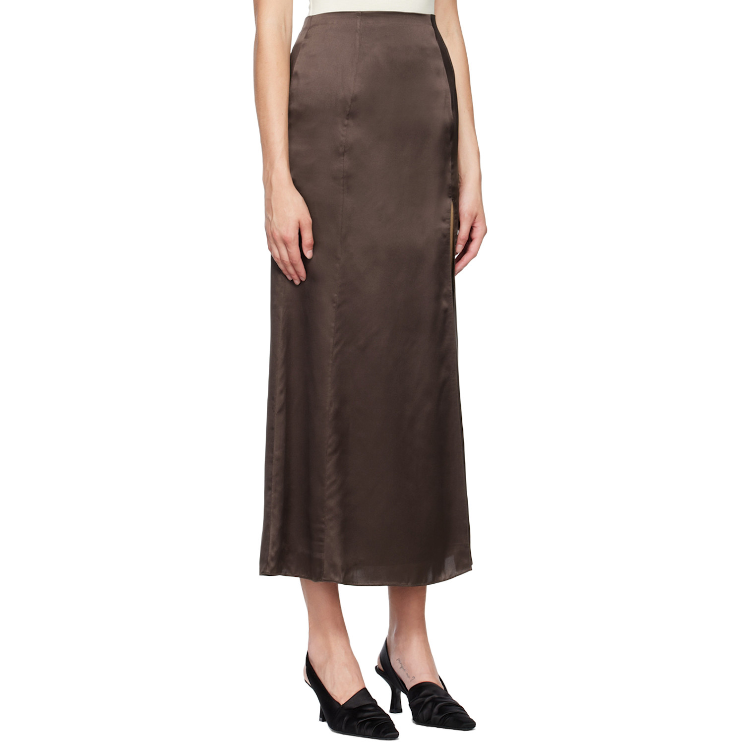  Bite Brown Organic Silk Maxi Skirt 