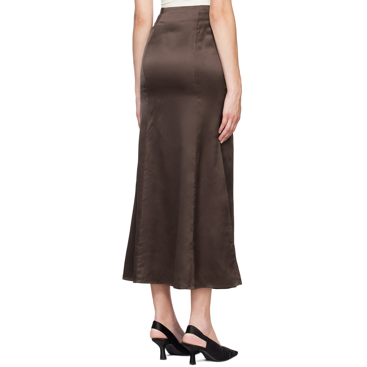  Bite Brown Organic Silk Maxi Skirt 
