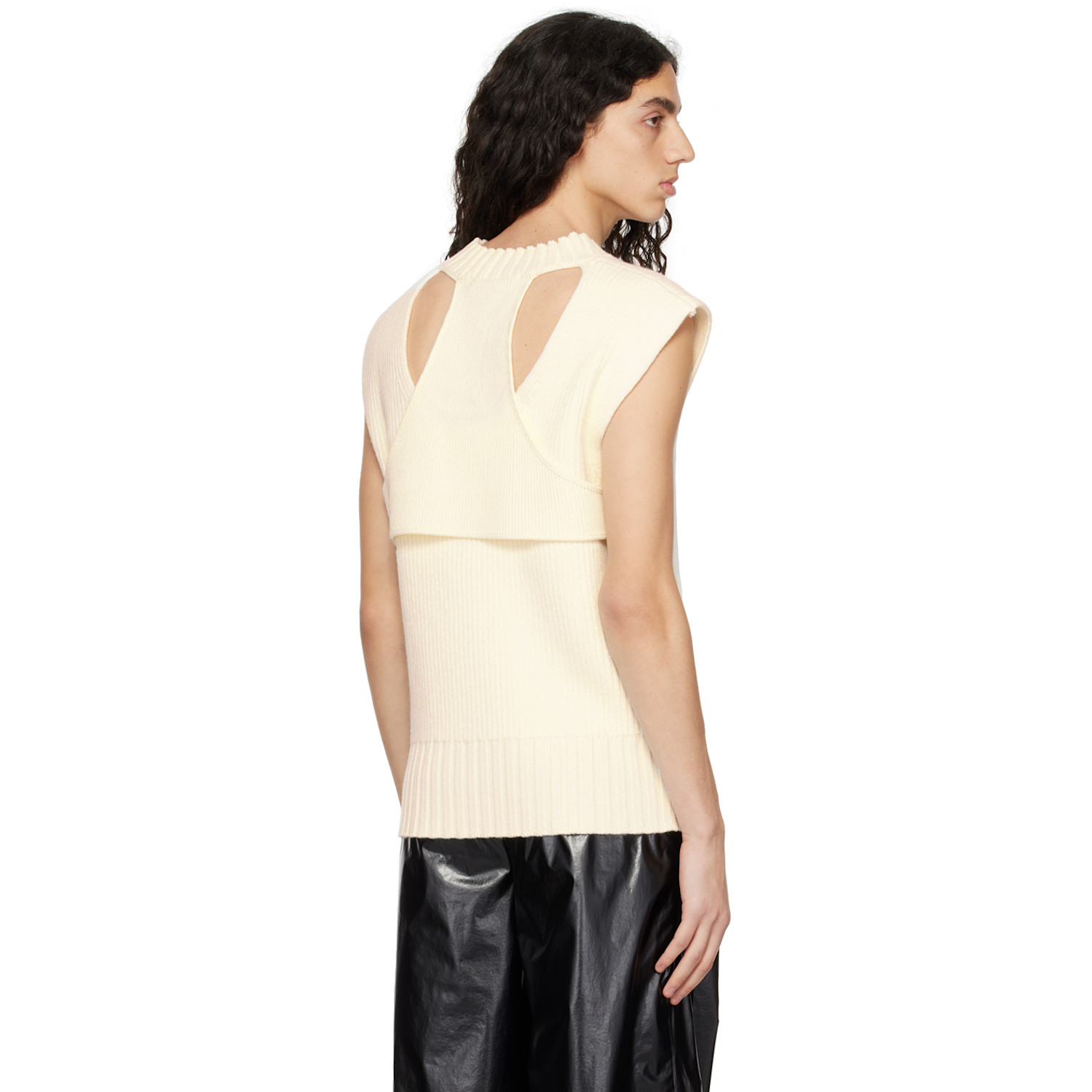  AndreĀdamo Off-white Layered Back Vest 