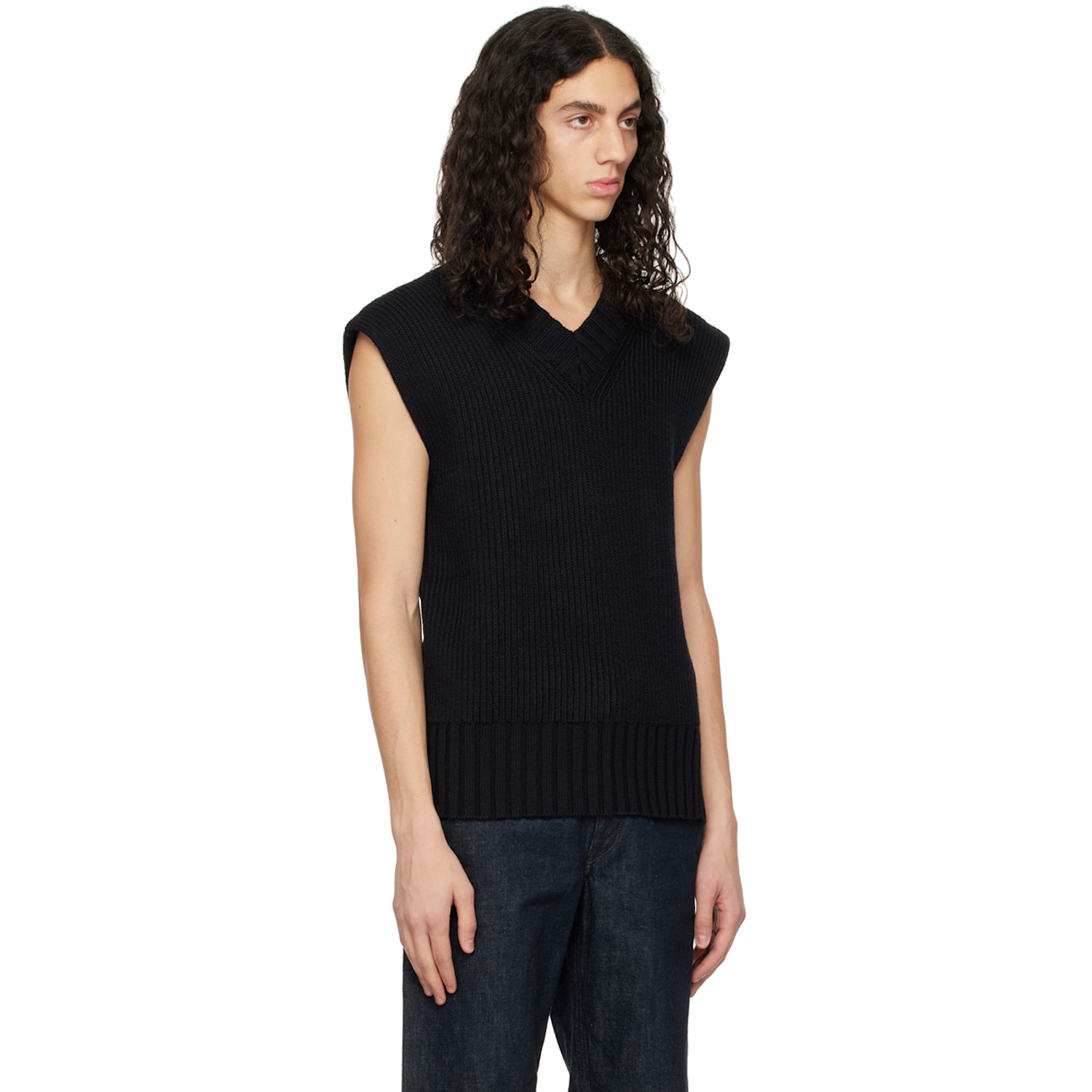  AndreĀdamo Black Layered Back Vest 