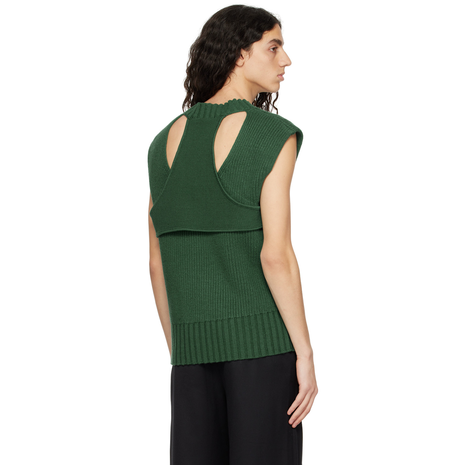 AndreĀdamo Green Layered Back Vest 