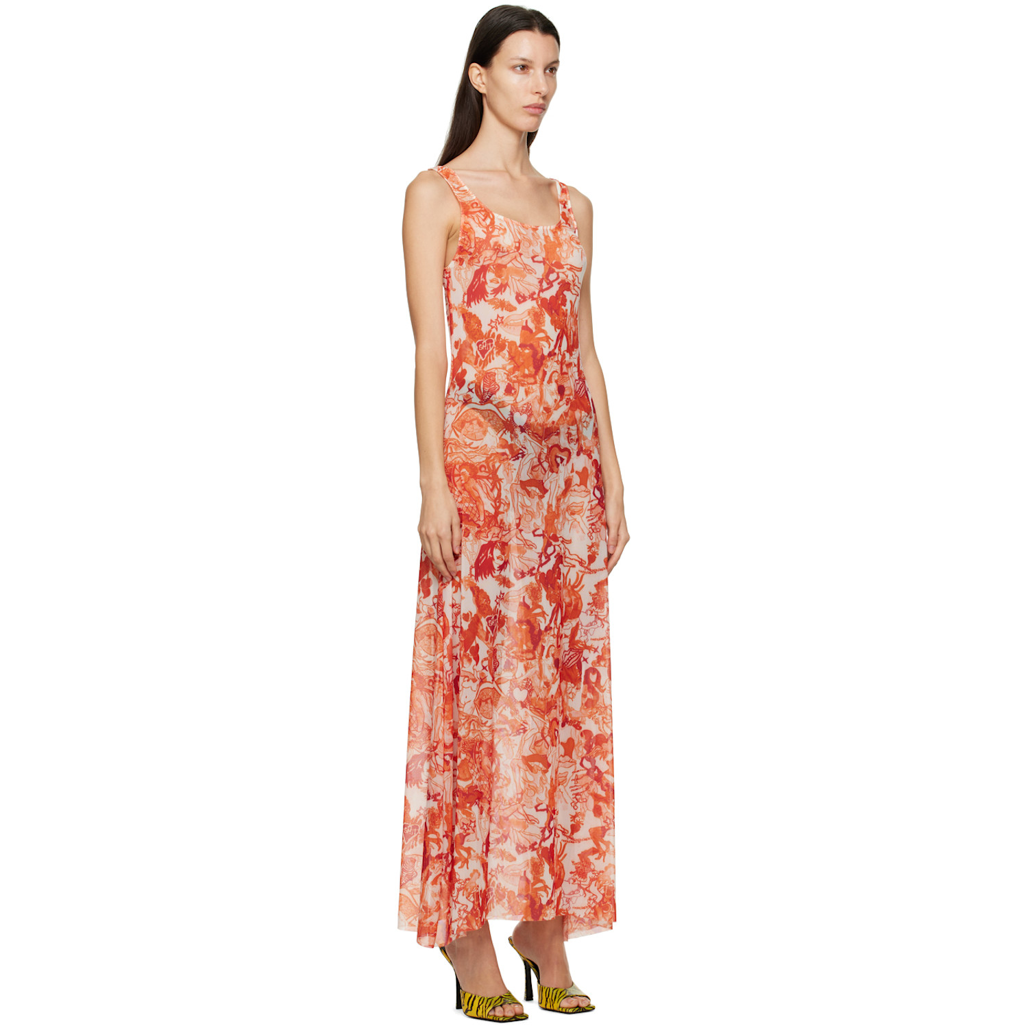  Marco Rambaldi Ssense Exclusive Orange Graphic Maxi Dress 