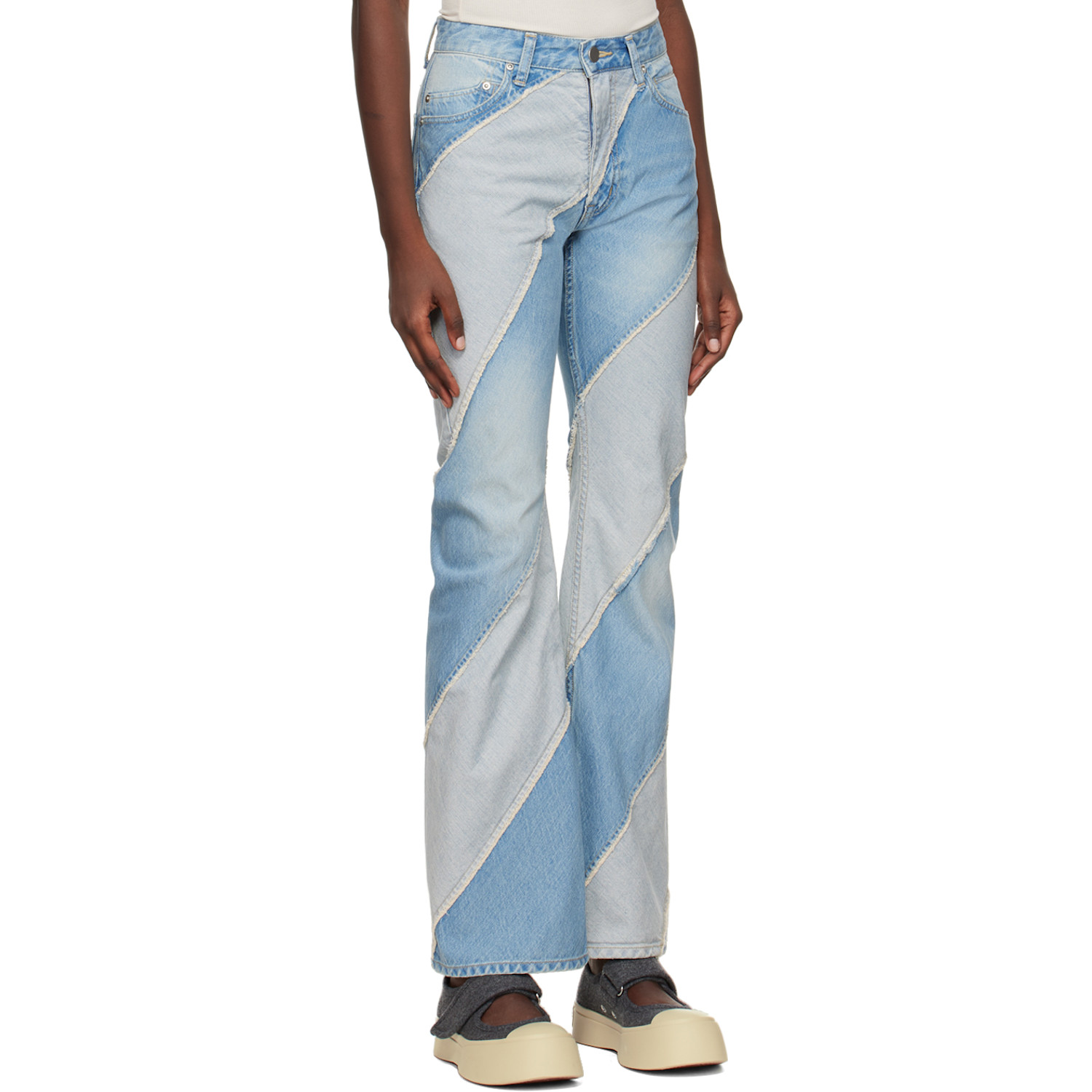 Perverze Ssense Exclusive Blue Nano Mist Denim-bias Line Jeans 