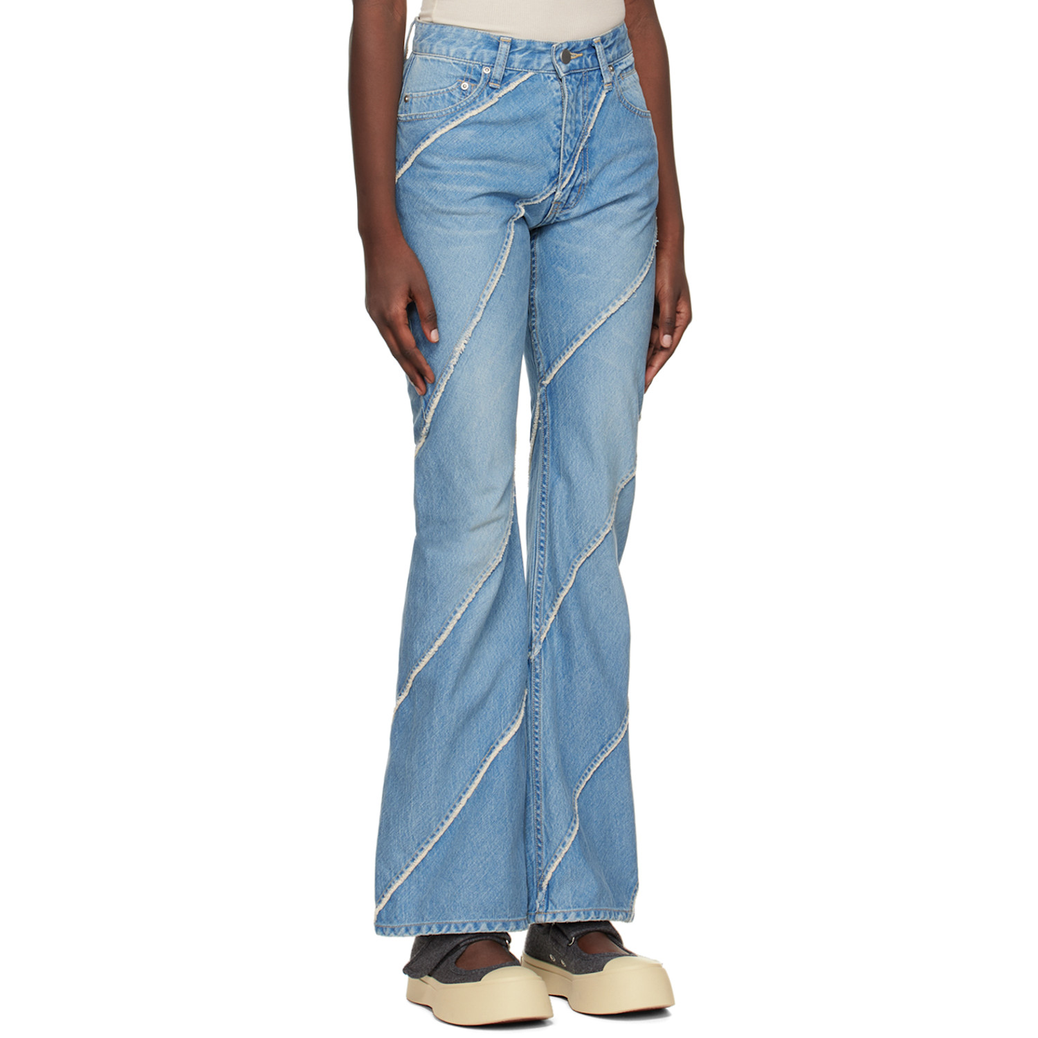  Perverze Ssense Exclusive Blue Nano Mist Denim-bias Line Jeans 