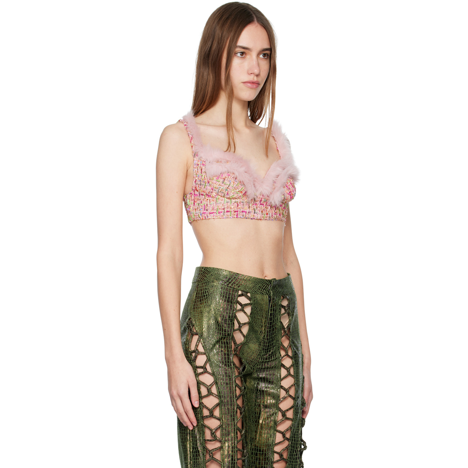  Kim Shui Ssense Exclusive Pink Furry Bralette 