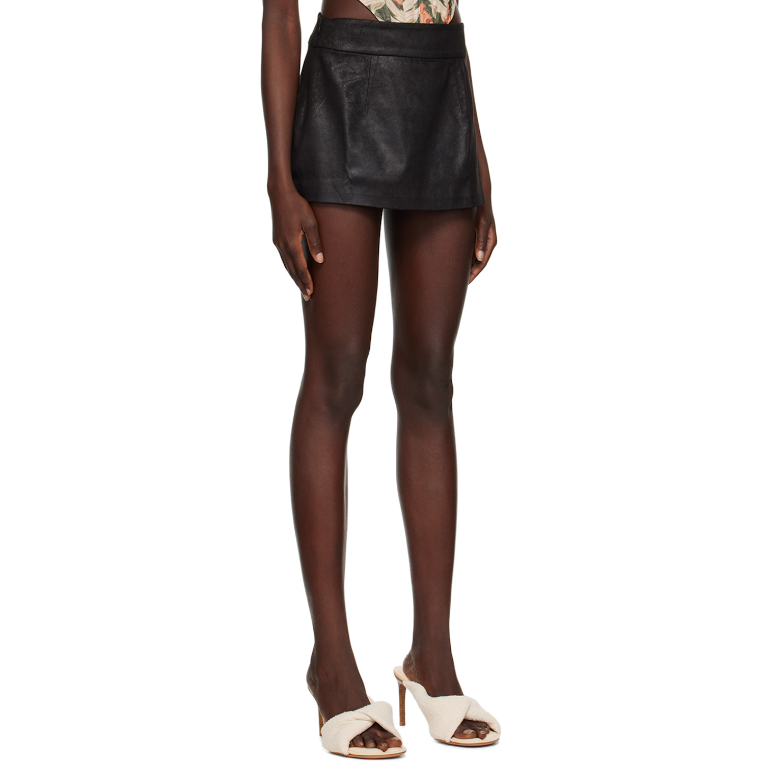  Kim Shui Ssense Exclusive Black Faux-suede Miniskirt 