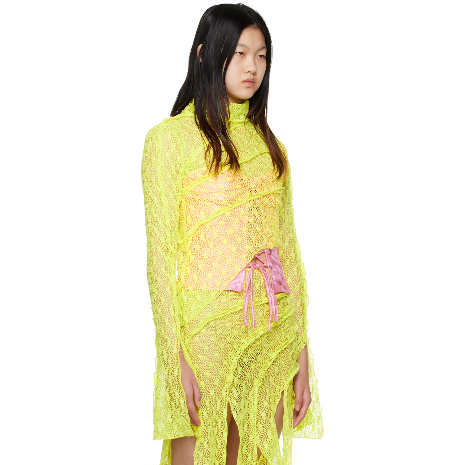  Kim Shui Ssense Exclusive Yellow Asymmetrical Turtleneck 