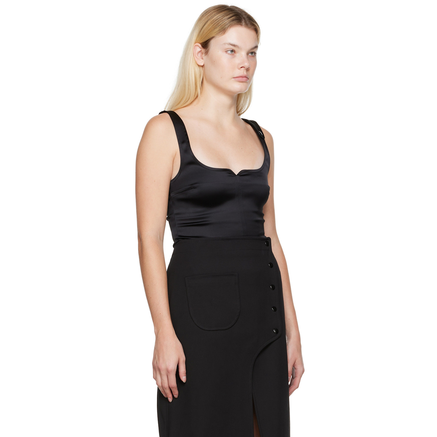  Courrèges Black Square Tank Top 