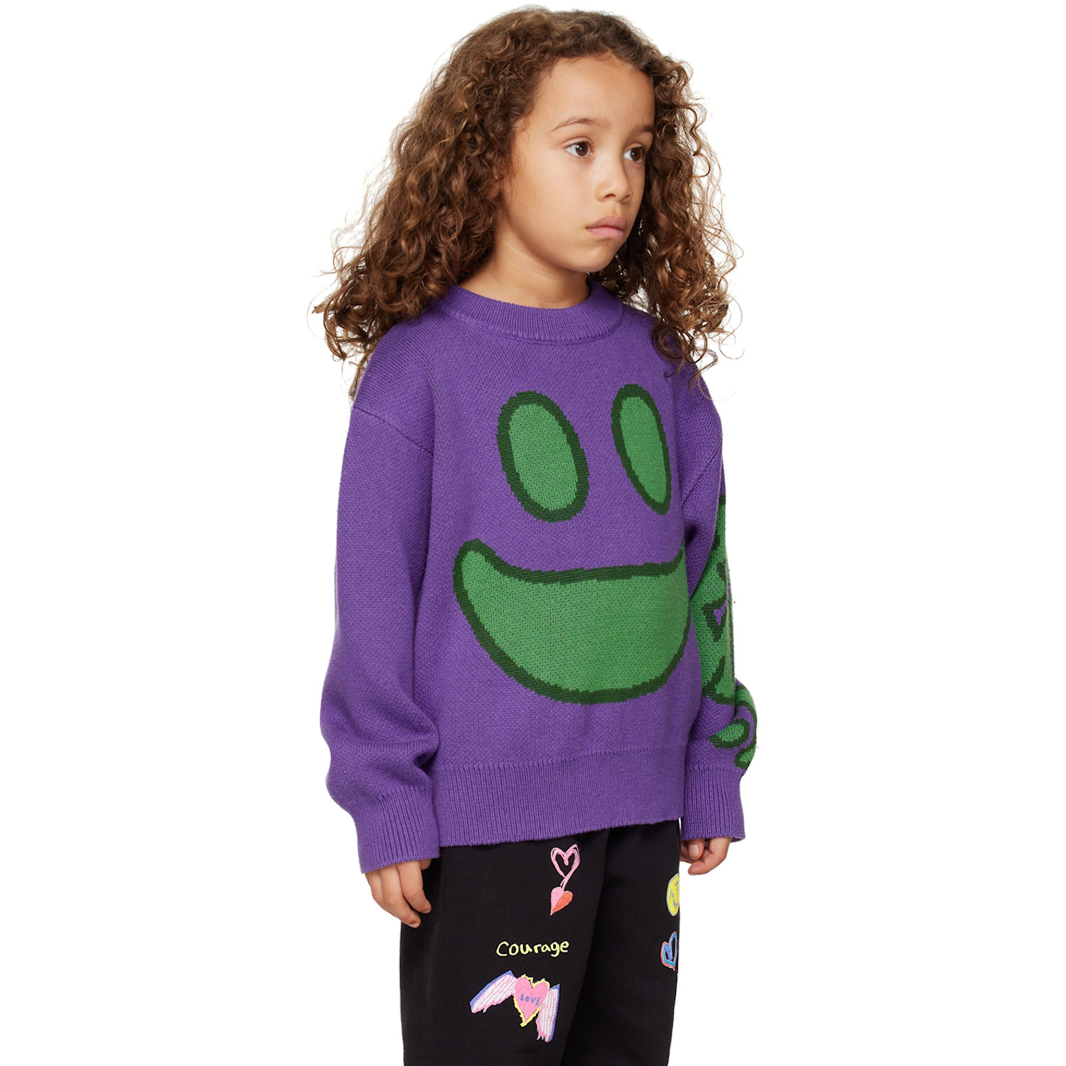  Perks And Mini Ssense Exclusive Kids Purple Face Sweater 