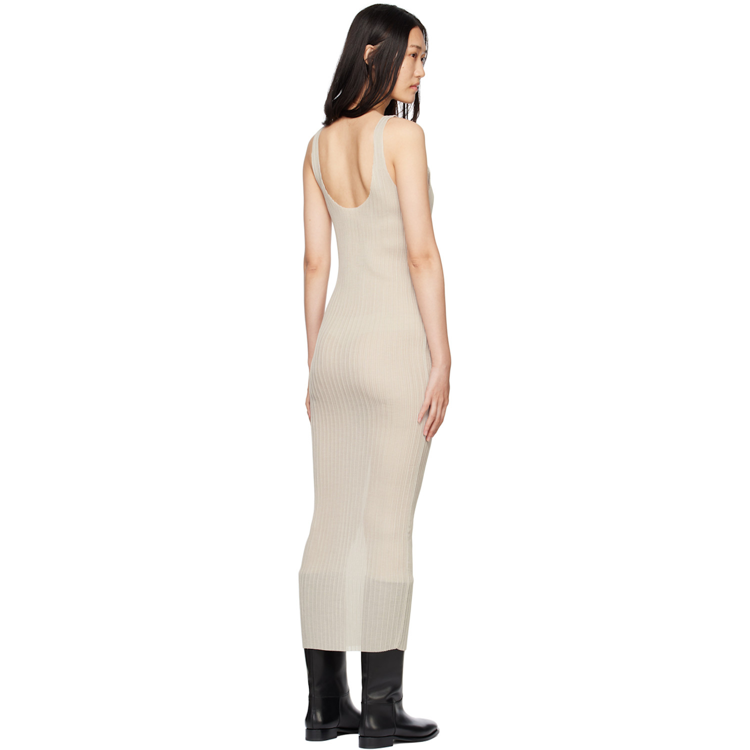  Subtle Le Nguyen Taupe Plissé Tank Maxi Dress 