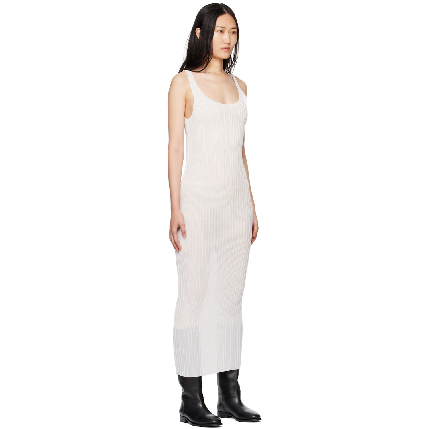  Subtle Le Nguyen White Plissé Tank Maxi Dress 