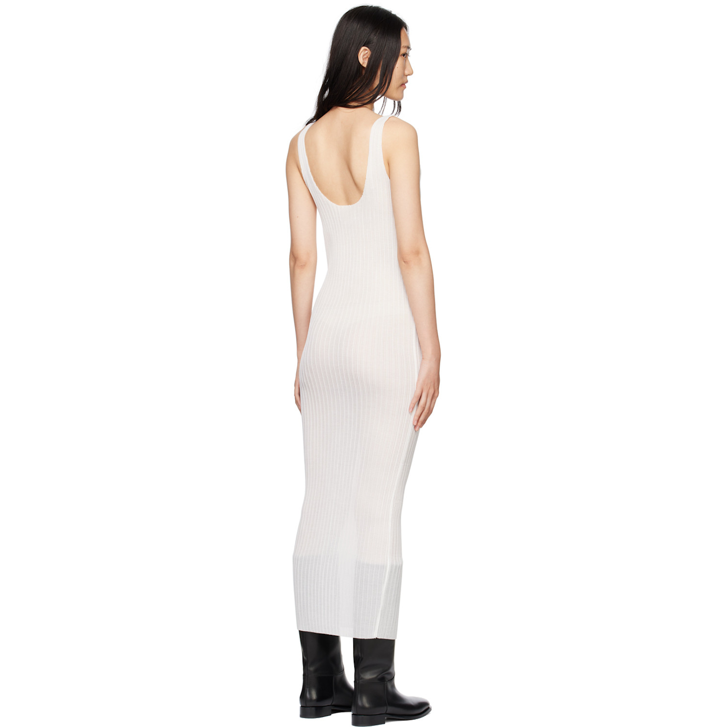  Subtle Le Nguyen White Plissé Tank Maxi Dress 