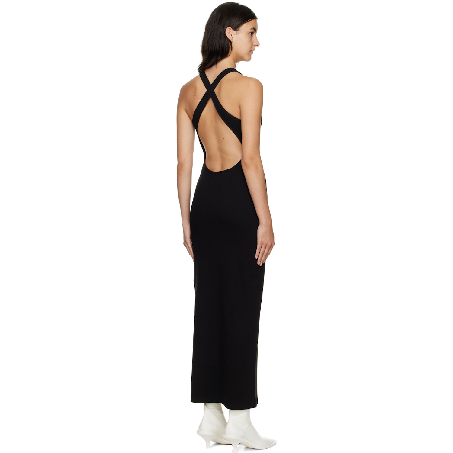  Gauchere Black Ribbed Midi Dress 