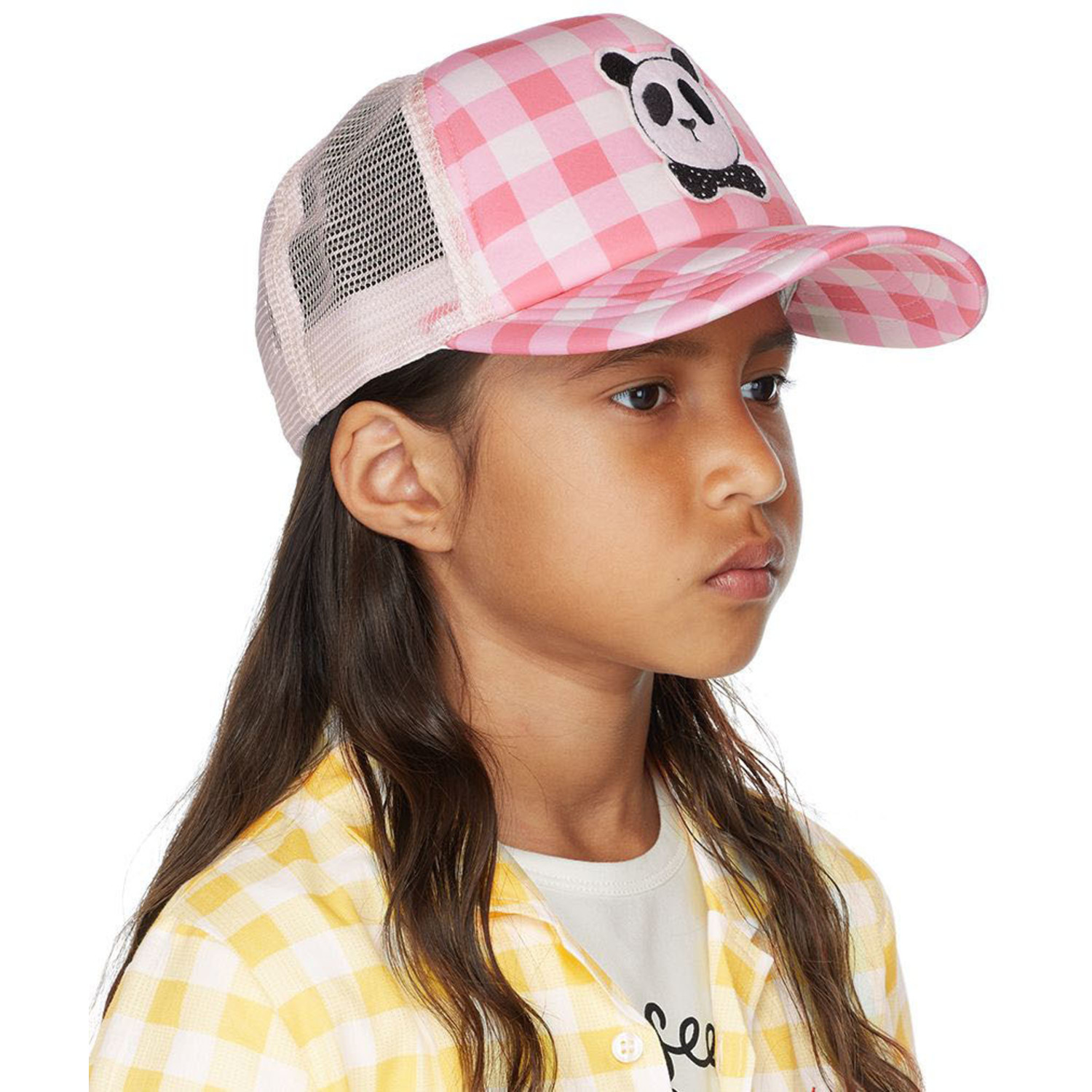  Mini Rodini Kids Pink Panda Gingham Cap 