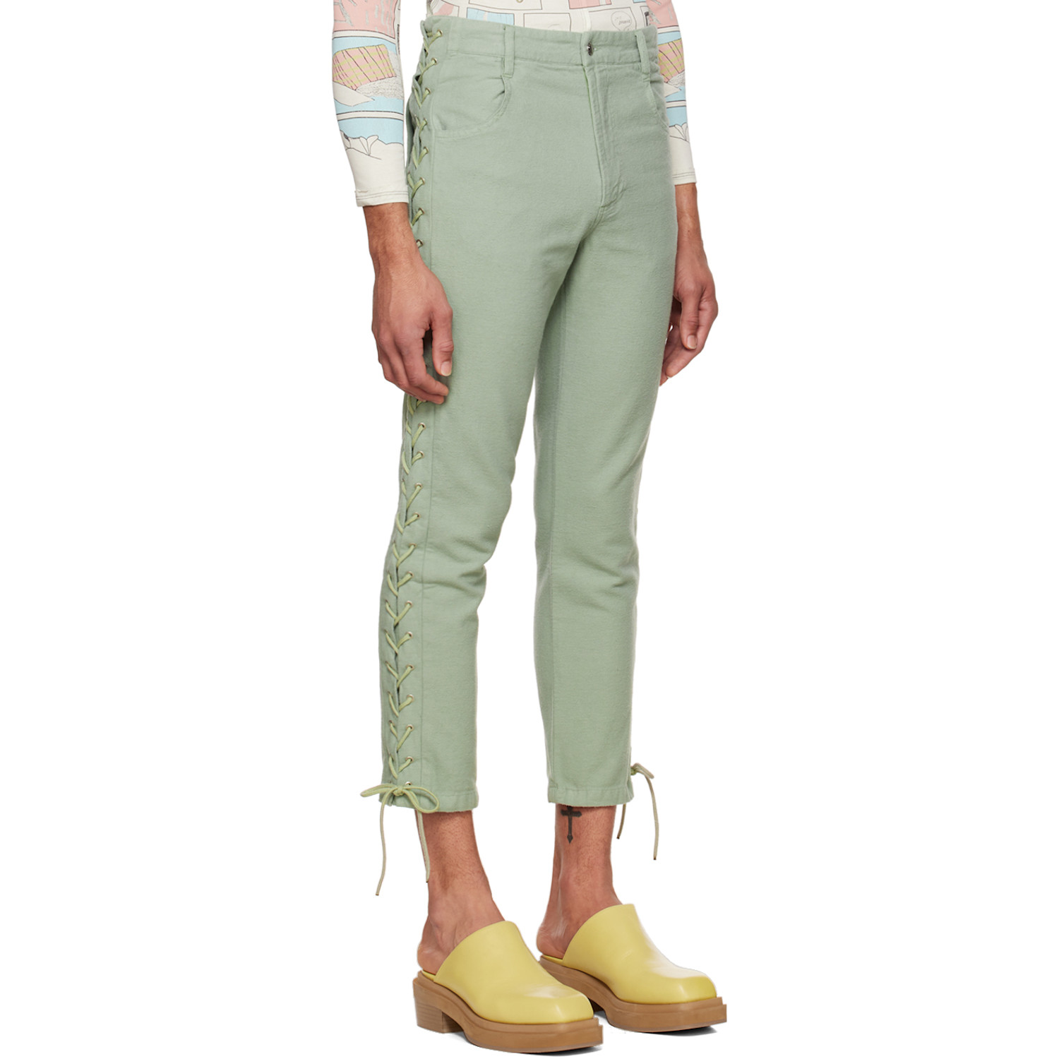  Eckhaus Latta Green Laced Trousers 