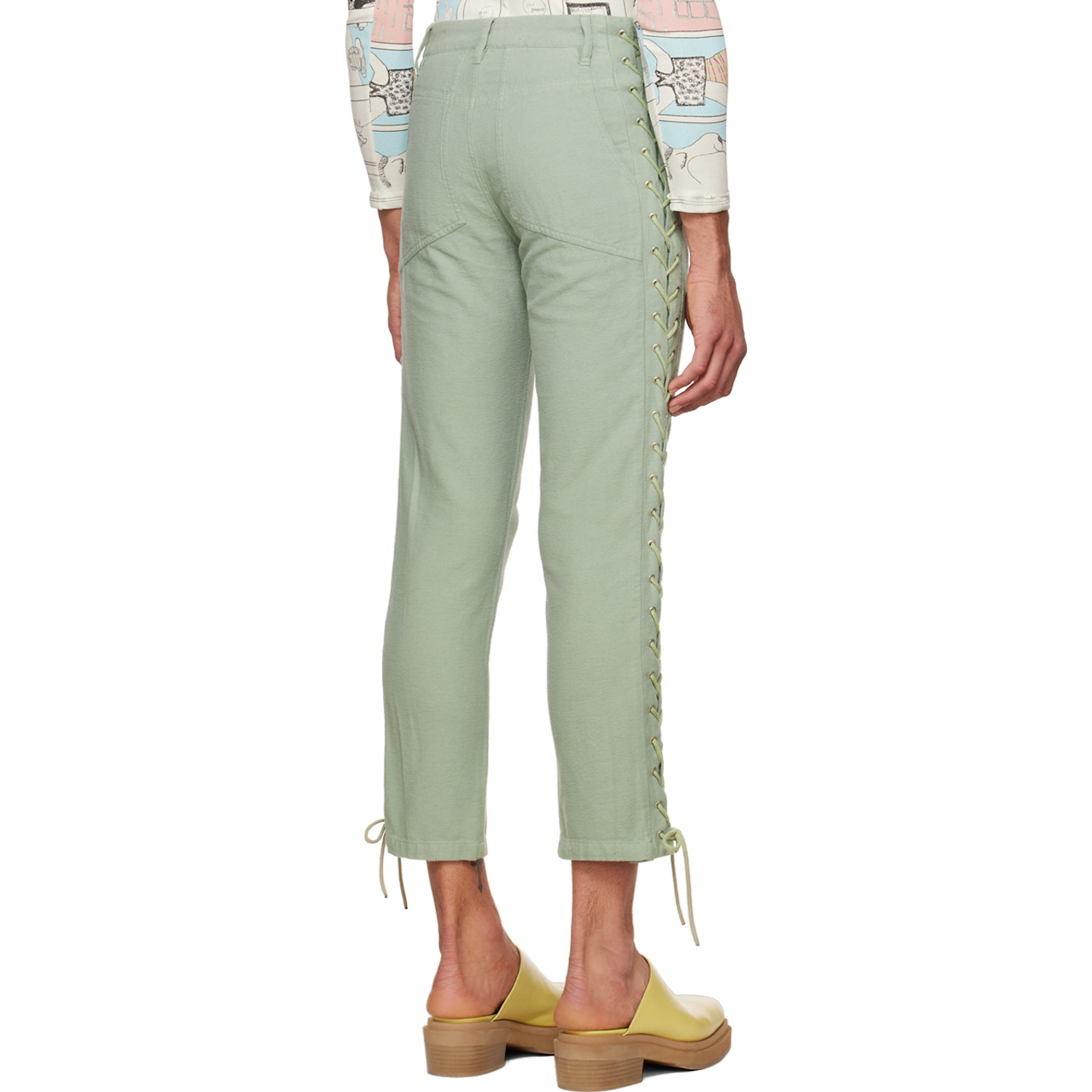  Eckhaus Latta Green Laced Trousers 