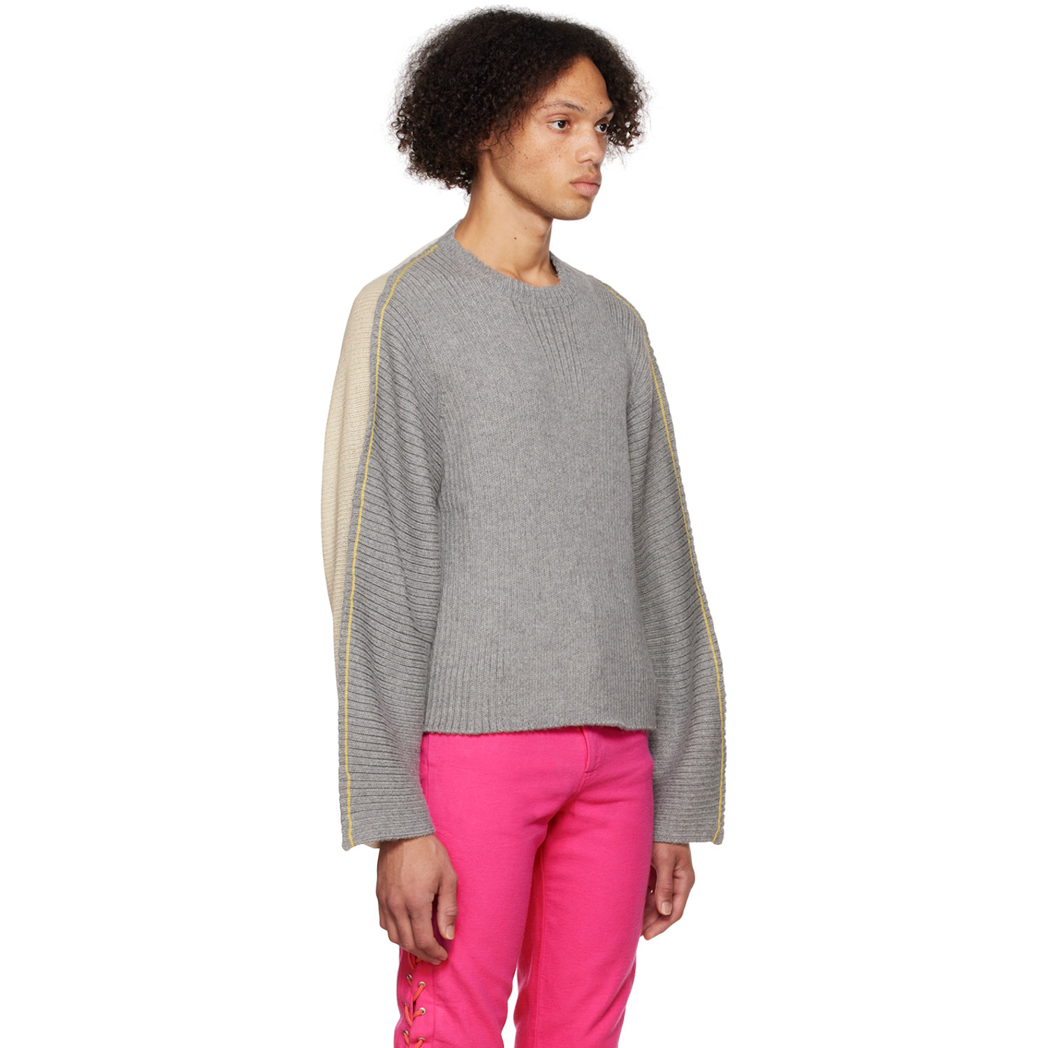  Eckhaus Latta Gray & Off-white Ash Sweater 
