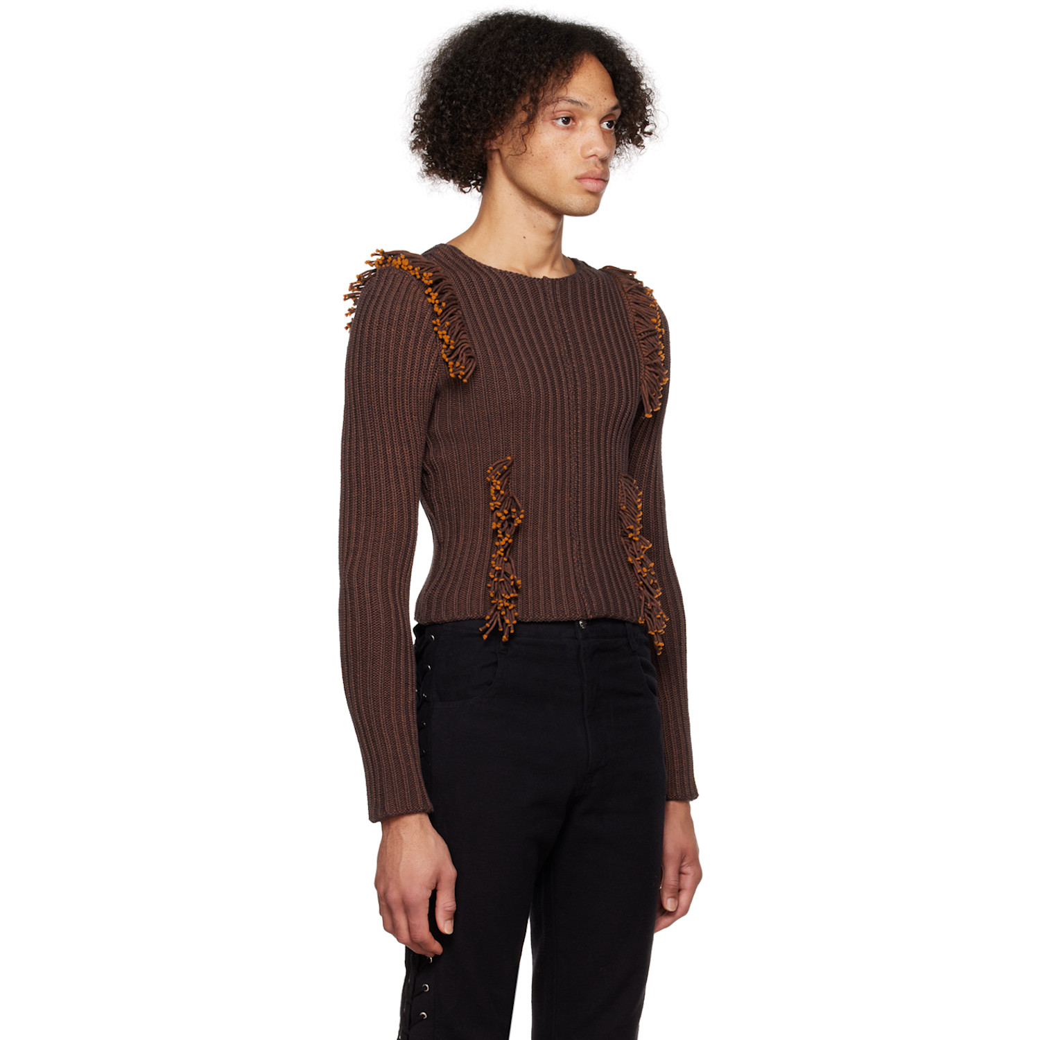  Eckhaus Latta Burgundy Rope Sweater 